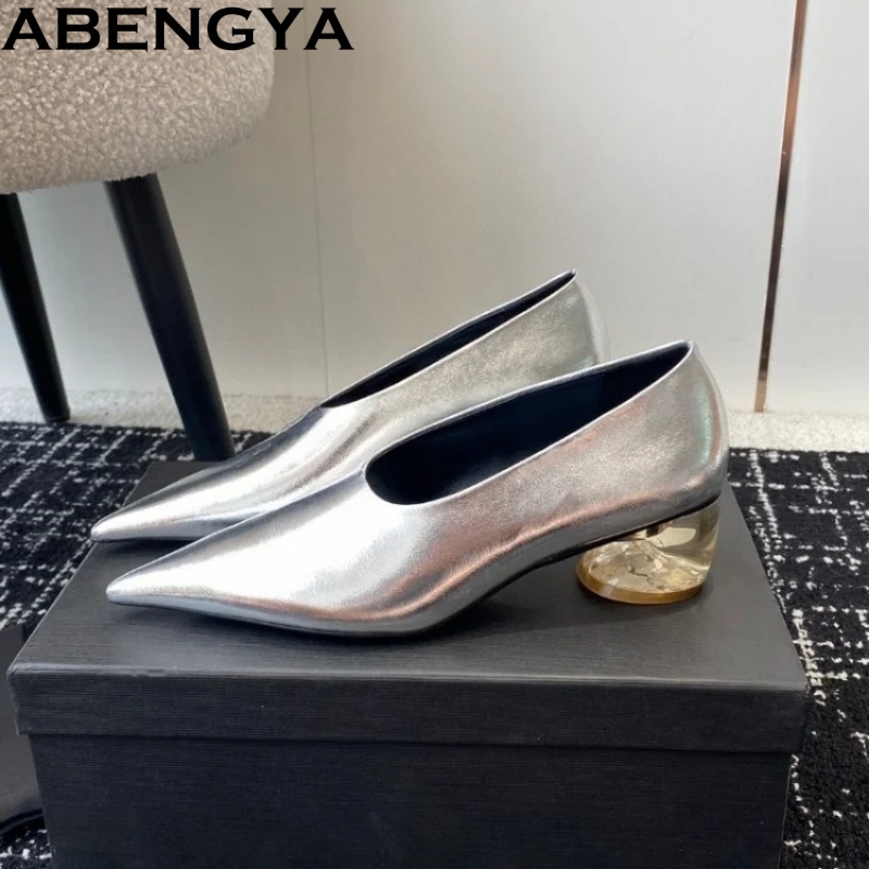 Women Shoes Jeans - Spring Real Leather Crystal Heels Gladiator