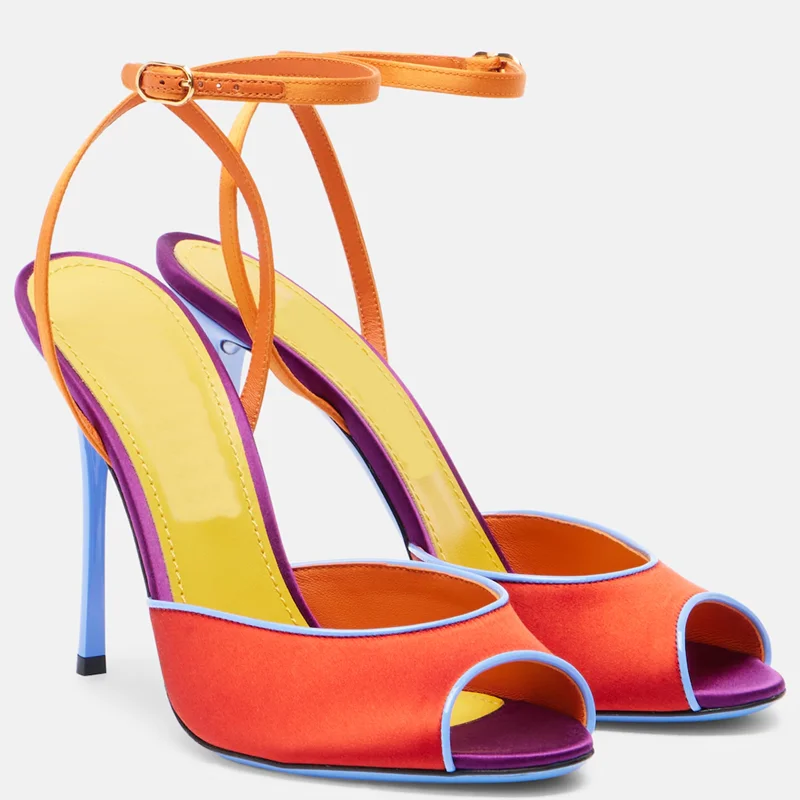 Satin Mixed Colors Peep Toe Sa - Women'S Shoes Quality recension och pris