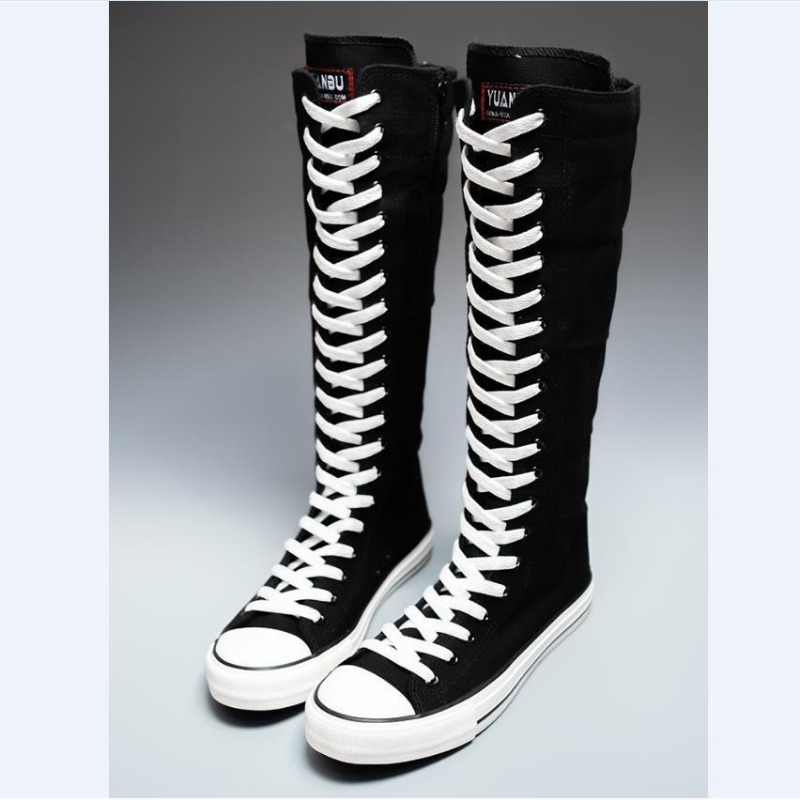2025 New High Top Canvas Shoes - Knee High Boots Women recension och pris