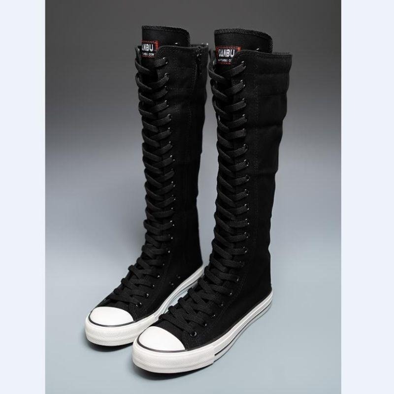 2025 New High Top Canvas Shoes - Knee High Boots Women recension och pris