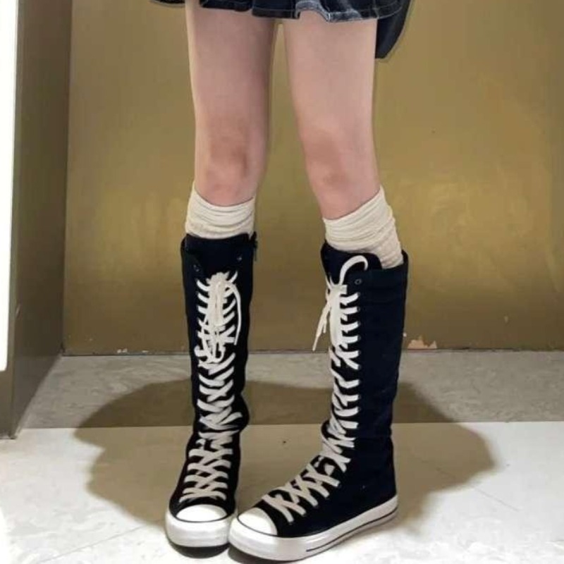 2025 New High Top Canvas Shoes - Knee High Boots Women recension och pris