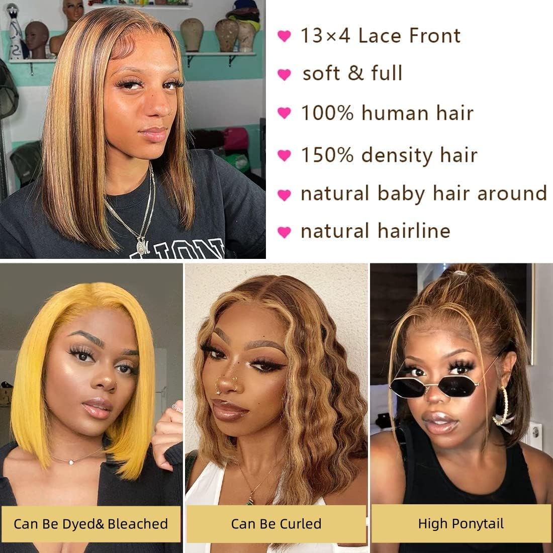 Bob Wig Human Hair 13x4 HD Lac - Women'S Shoes Bobs recension och pris
