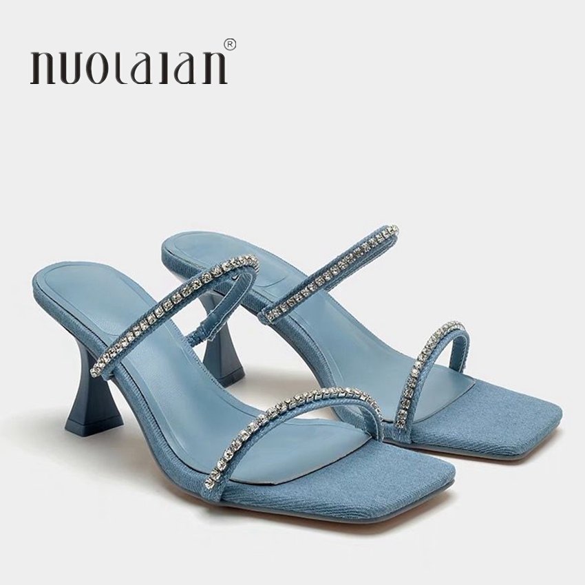 Denim Rhinestone Heels Sandals - Women Shoes Jeans recension och pris