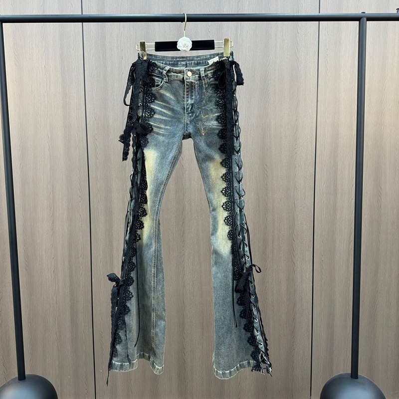 Lace Up Flare Jeans Retro Stit - Women Shoes Jeans recension och pris