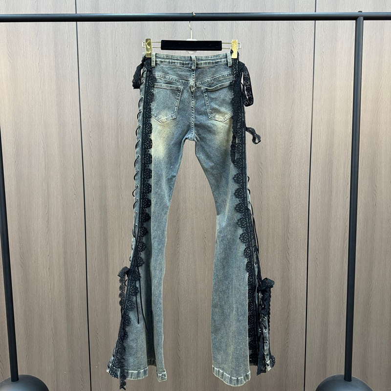Lace Up Flare Jeans Retro Stit - Women Shoes Jeans recension och pris