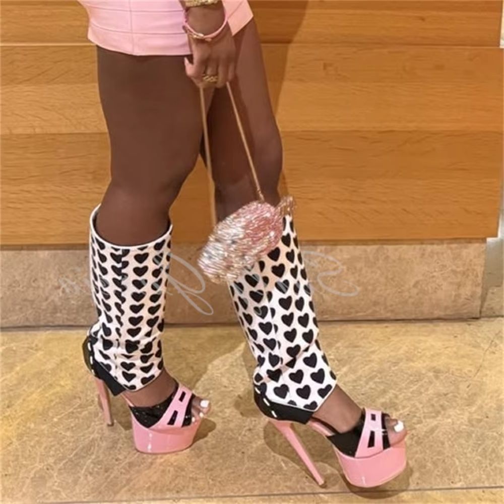 Girl Pink Heart Decor Knee Hig - Knee High Boots Women recension och pris
