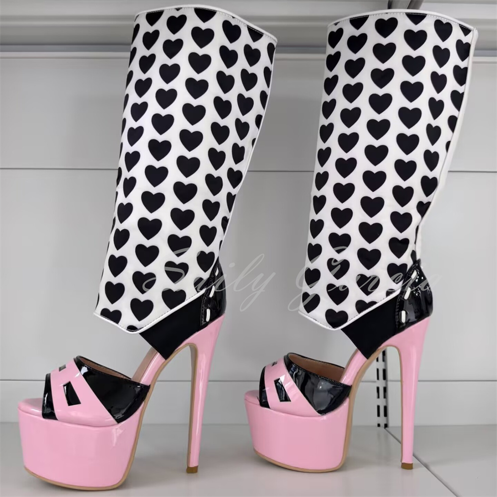 Girl Pink Heart Decor Knee Hig - Knee High Boots Women recension och pris